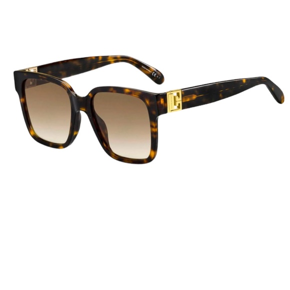 NWT GIVENCHY HAVANA SQUARE SUNGLASSES BROWN, CASE AND CLOTH - Picture 2 of 10